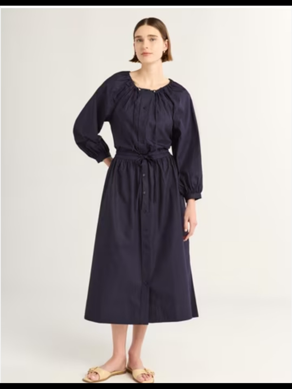 Free Assembly Navy Blue Button-Front Drawstring Maxi Dress Size XL NWT Ne - Picture 15 of 15